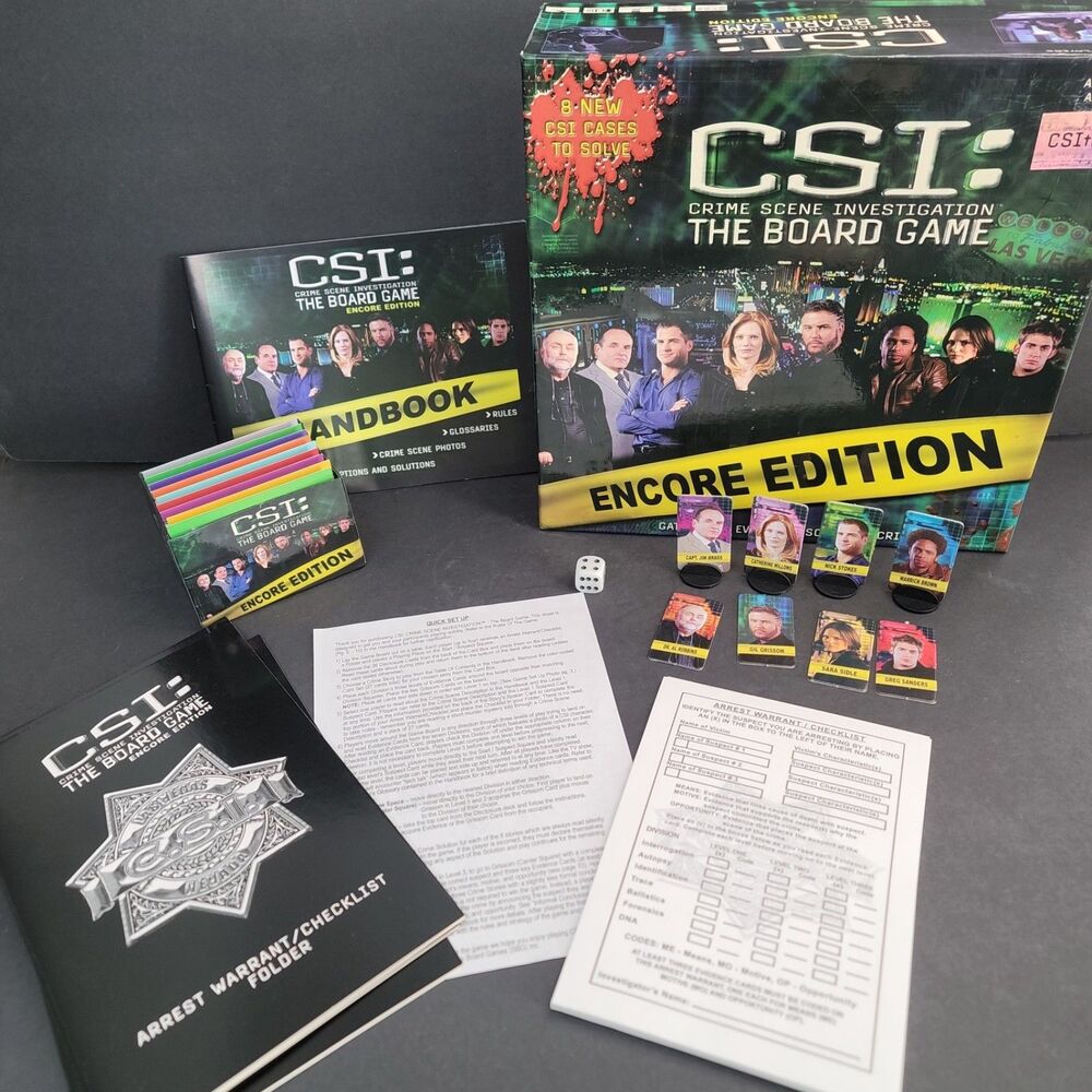 CSI Crime Scene Investigation Board Game Encore Edition 2004 Complete 03743